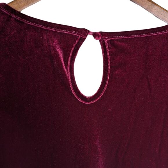 NEW Modern Abstract Taylor Velvet Midi Dress 3X Red Burgundy Twist Neck Keyhole - Picture 8 of 12